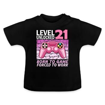 21. Geburtstag Gamer Videospiele - Baby Bio-T-Shirt mit Rundhals - Schwarz - Vorne