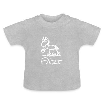 Lustiges Färt Pferd auf Rollen - Baby Bio-T-Shirt mit Rundhals - Grau meliert - Vorne