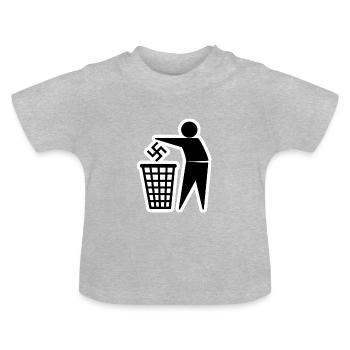 Nazis in the bin - Baby Organic T-Shirt with Round Neck - heather grey - Front