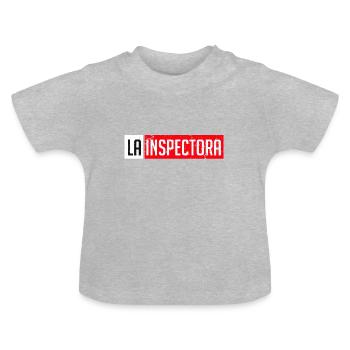 la inspectora - Baby Organic T-Shirt with Round Neck - heather grey - Front