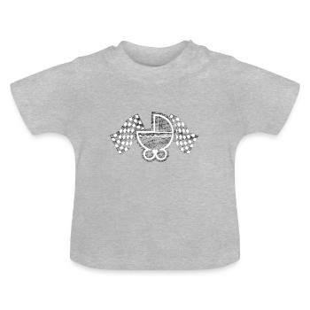 Baby Racer Kinderwagen Buggy - Baby Bio-T-Shirt mit Rundhals - Grau meliert - Vorne