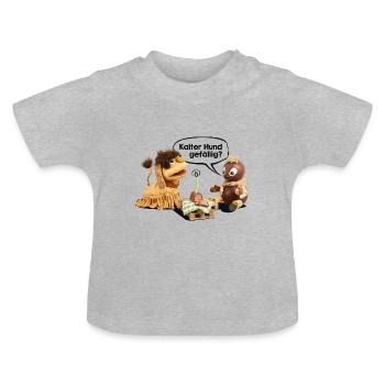 Pittiplatsch & Moppi - Kalter Hund - Baby Bio-T-Shirt mit Rundhals - Grau meliert - Vorne
