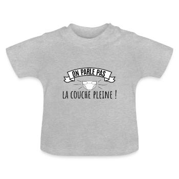 body bébé on parle pas la couche pleine - T-shirt bio col rond Bébé - gris chiné - Devant