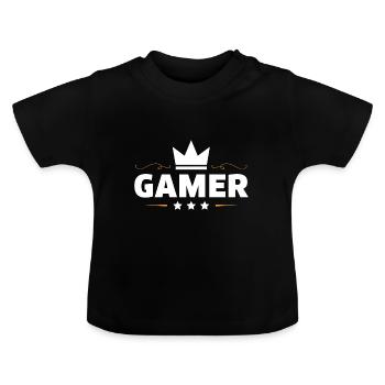 Gamer profession - Baby Organic T-Shirt with Round Neck - black - Front