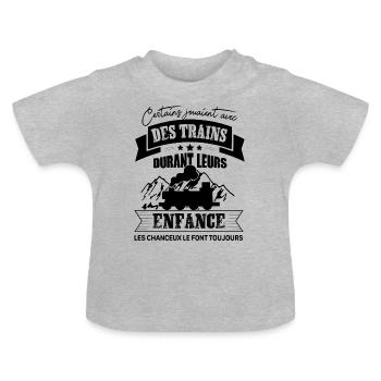 Train Shirt • Train Driver • Lucky Gifts - Baby Organic T-Shirt with Round Neck - heather grey - Front