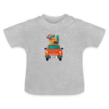 Voiture de Noël avec plaque d'immatriculation 2019 - T-shirt bio col rond Bébé - gris chiné - Devant