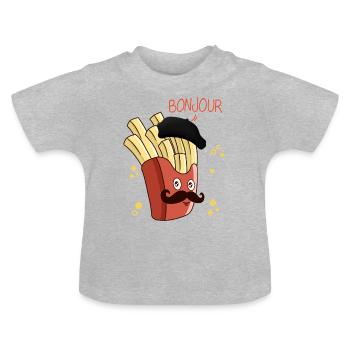 Bonjour Français Frites - T-shirt bio col rond Bébé - gris chiné - Devant