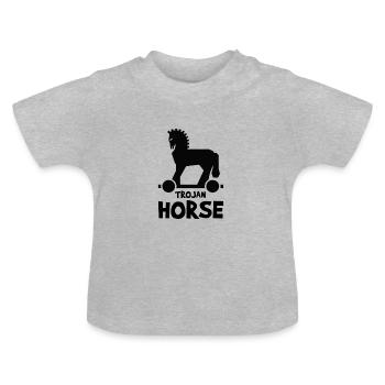 Trojan Horse - Premium Design - Baby Bio-T-Shirt mit Rundhals - Grau meliert - Vorne