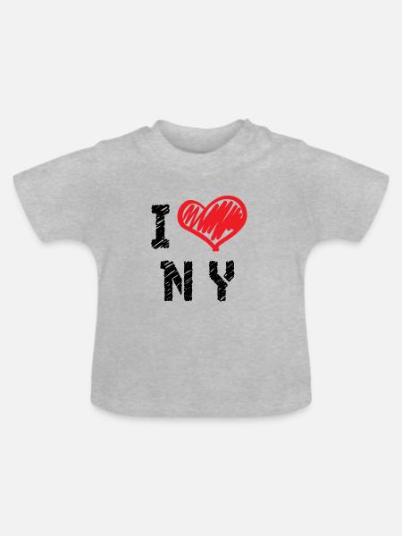 I Love New York - Premium Design - Baby Bio-T-Shirt mit Rundhals - Grau meliert