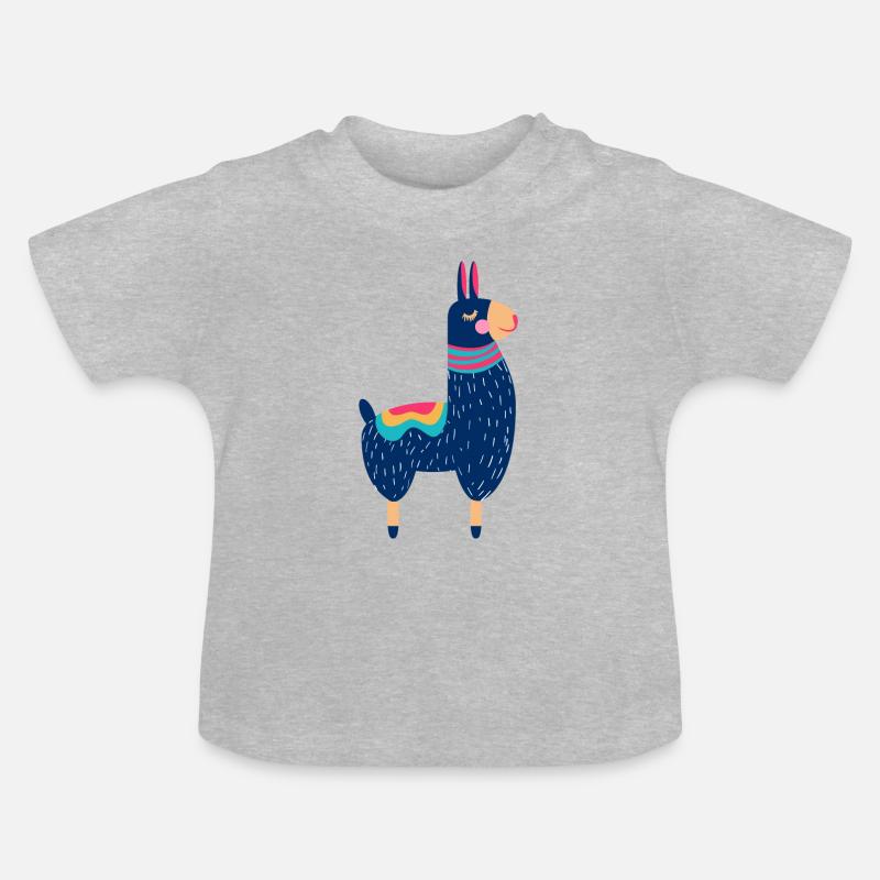 Lama - T-shirt bio col rond Bébé - gris chiné