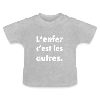 L’enfer c’est les autres L’enfer sont les Autres - T-shirt bio col rond Bébé - gris chiné - Devant