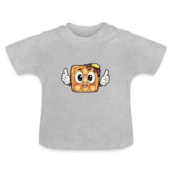 Waffle Food Gourmet Gift - Baby Organic T-Shirt with Round Neck - heather grey - Front