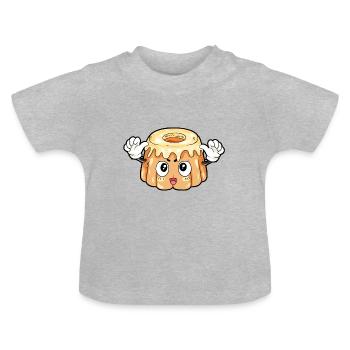 Pudding Food Gourmet Gift - Baby Organic T-Shirt with Round Neck - heather grey - Front