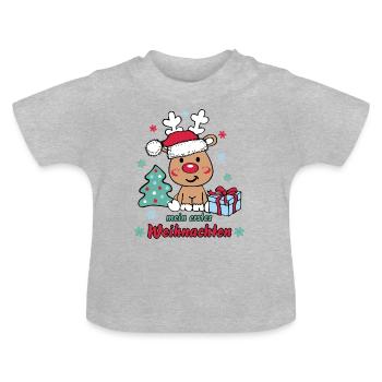 mein erstes Weihnachten - Baby - Baby Bio-T-Shirt mit Rundhals - Grau meliert - Vorne