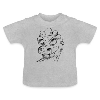 Funny design of dragon head - Baby Organic T-Shirt with Round Neck - heather grey - Front