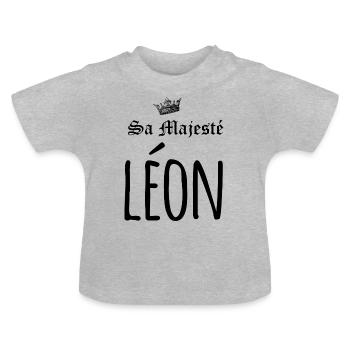 Sa majesté Léon - T-shirt bio col rond Bébé - gris chiné - Devant