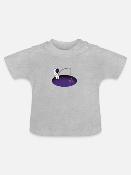 Weltraumfischer - Baby Bio-T-Shirt mit Rundhals - Grau meliert
