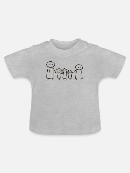 Familie Hand in Hand - Baby Bio-T-Shirt mit Rundhals - Grau meliert