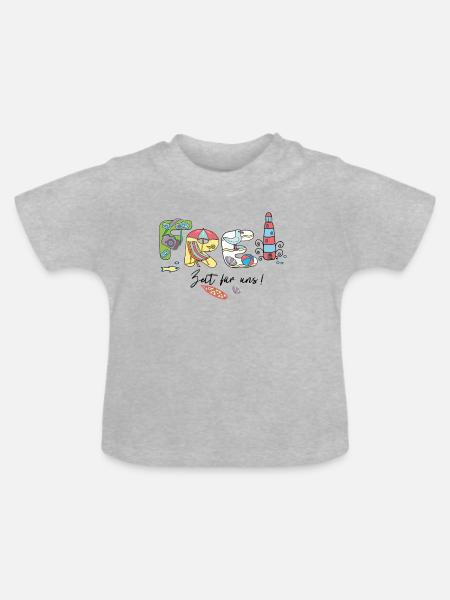 Freizeit Urlaub - Baby Bio-T-Shirt mit Rundhals - Grau meliert
