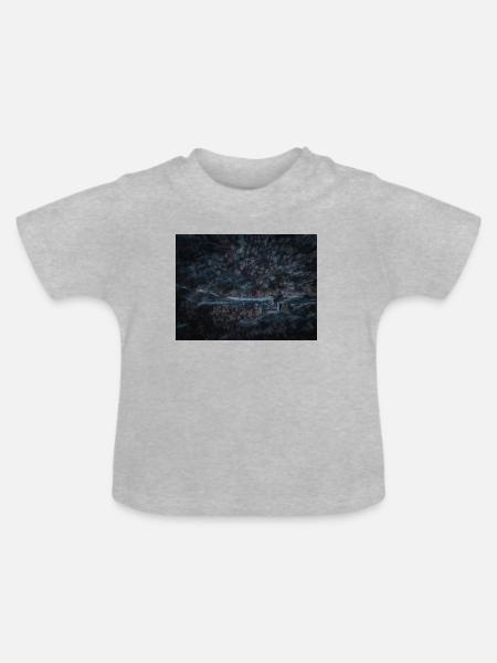 Dunkler Wald bei Nacht - Baby Bio-T-Shirt mit Rundhals - Grau meliert