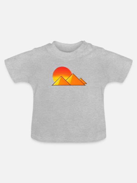 Sonnenuntergang über Pyramiden - Baby Bio-T-Shirt mit Rundhals - Grau meliert