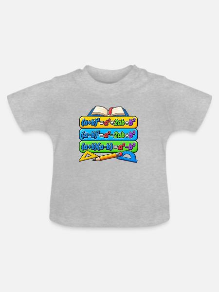 Binomische Formeln – Mathe Geek Design - Baby Bio-T-Shirt mit Rundhals - Grau meliert
