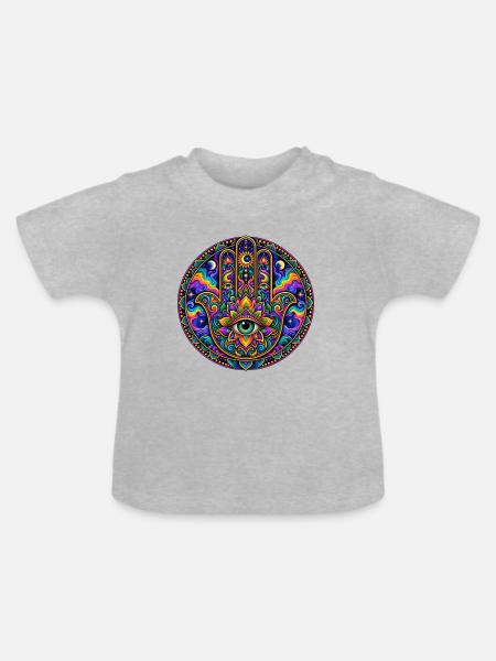 Hand der Fatima - Baby Bio-T-Shirt mit Rundhals - Grau meliert