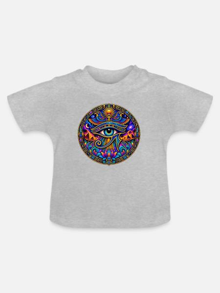 Auge des Horus - Baby Bio-T-Shirt mit Rundhals - Grau meliert