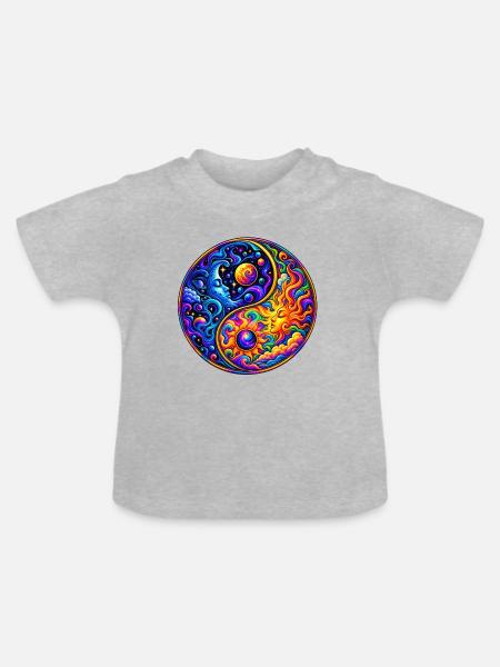 Yin & Yang - Baby Bio-T-Shirt mit Rundhals - Grau meliert