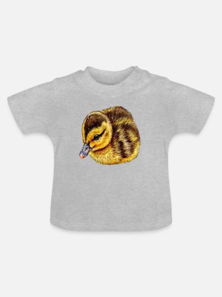 Stolze Entenmama Flauschiges Entenküken - Baby Bio-T-Shirt mit Rundhals - Grau meliert