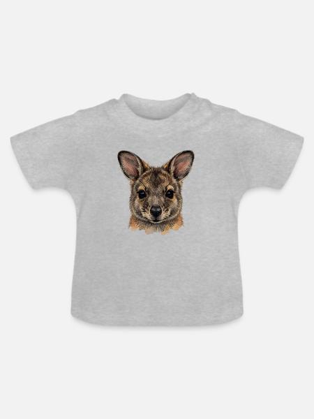Süßes Quokka Wallaby Australien Design - Baby Bio-T-Shirt mit Rundhals - Grau meliert