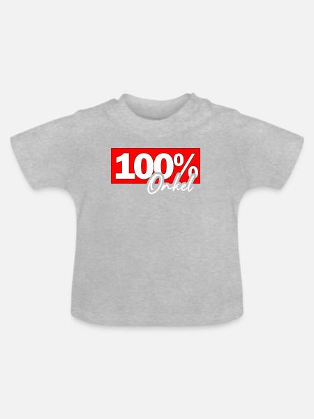 100% Onkel – roter Layout-Print - Baby Bio-T-Shirt mit Rundhals - Grau meliert