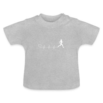 Heartbeat Girl Running - Baby Organic T-Shirt with Round Neck - heather grey - Front
