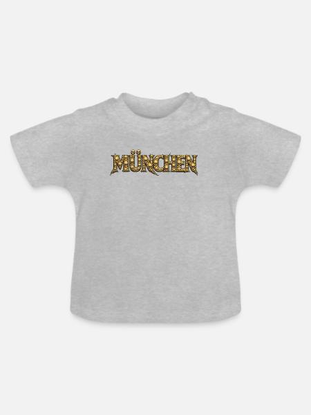 München Gothic Schädel-Logo - Baby Bio-T-Shirt mit Rundhals - Grau meliert