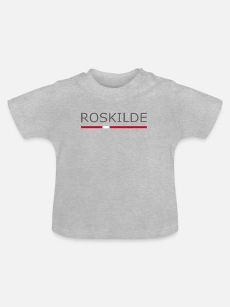 Roskilde - Denmark Flag - Dänemark - Baby Bio-T-Shirt mit Rundhals - Grau meliert