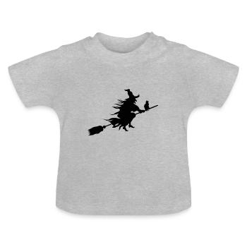 sorcière - T-shirt bio col rond Bébé - gris chiné - Devant