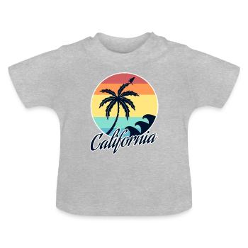 Californie - T-shirt bio col rond Bébé - gris chiné - Devant