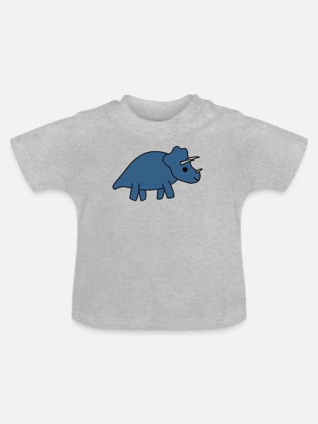Süßer Kawaii Triceratops Dino - Baby Bio-T-Shirt mit Rundhals - Grau meliert
