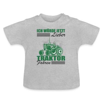 Farmer Shirt • Tractor Grain • Farmer Gift - Baby Organic T-Shirt with Round Neck - heather grey - Front