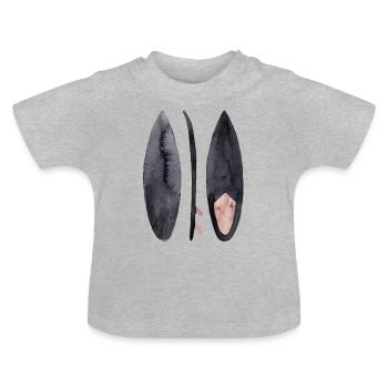 Surfboard in Watercolor - Baby Organic T-Shirt with Round Neck - heather grey - Front