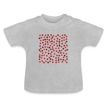 Idée cadeau étoiles noir rouge orange - T-shirt bio col rond Bébé - gris chiné - Devant