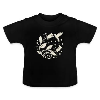 Colibri - plantes exotiques et oiseaux pour dames - T-shirt bio col rond Bébé - noir - Devant