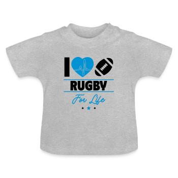 Rugby forever – passion for the game - Baby Organic T-Shirt with Round Neck - heather grey - Front