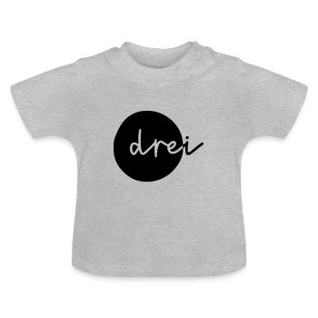 Zahl 3 - Baby Bio-T-Shirt mit Rundhals - Grau meliert - Vorne