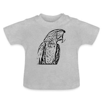 Papageien Vogel schwarz - Baby Bio-T-Shirt mit Rundhals - Grau meliert - Vorne