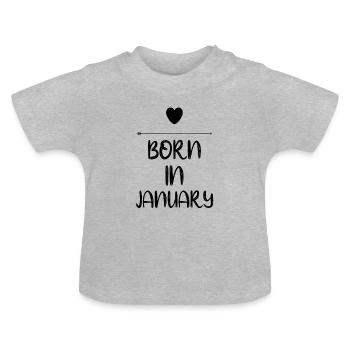 Born In January - Baby Bio-T-Shirt mit Rundhals - Grau meliert - Vorne