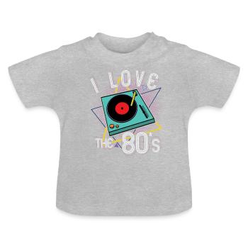 J'aime le cadeau de platine de 80 ans - T-shirt bio col rond Bébé - gris chiné - Devant