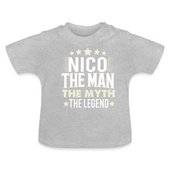Nico - T-shirt bio col rond Bébé - gris chiné - Devant