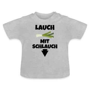 Leek with hose leek but well bribed - Baby Organic T-Shirt with Round Neck - heather grey - Front