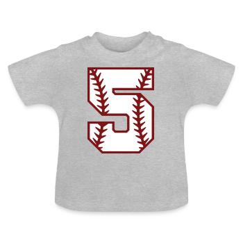 Baseball number softball number 5 gift cool - Baby Organic T-Shirt with Round Neck - heather grey - Front